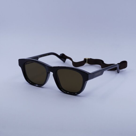 Gucci GG1238S 001 Sunglasses Black Square Frame Brown Lenses
